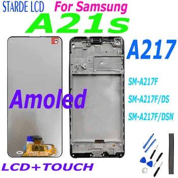 Оригинальный 6,5 ’для Samsung Galaxy A21s A217 A217f/ds SM-A217F ЖК-дисплей с Сенсорным экраном для оцифровки A21S LCDr в сборе с рамкой