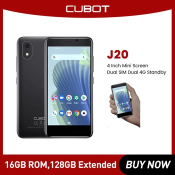 Cubot J20, 4-дюймовый мини-смартфон, 16 ГБ ПЗУ (128 ГБ расширенной памяти), Две SIM-карты, две 4G-камеры, Мобильные телефоны на Android 12, 2350 мАч, GPS