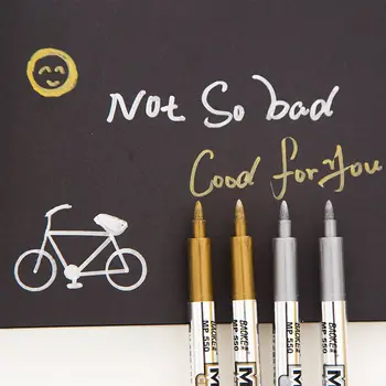 Креативная канцелярская ручка для рукоделия металлического цвета, ручка для рисования золотой и серебряной краской, художественные маркеры 1,5 мм