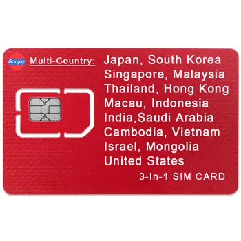 Мультистрановая Sim-карта с предоплатой данных, Япония, Корея, Гонконг, Макао, Индия, Саудовская Аравия, Камбоджа, Израиль, Монголия, Туристическая Sim-карта США