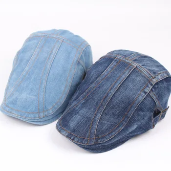 Регулируемая джинсовая кепка-берет для мужчин и женщин, повседневная джинсовая кепка-берет Унисекс, однотонная кепка газетчика, весенне-осенние шапки, мужские зимние