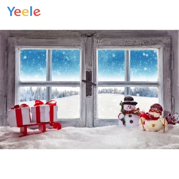 Yeele Рождественское Зимнее Снежное окно, Подарочный фон в виде Снеговика, Детский портрет, Виниловый фон для фотосъемки, фотофон для фотостудии