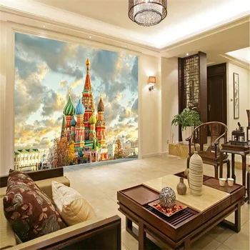 beibehang 3D домашний декор Фото фон Красная площадь в Москве Церковь гостиной офиса большие настенные обои фреска