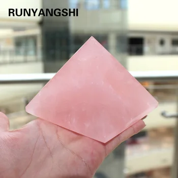 Runyangshi 1ШТ 500 г 90x90 мм Натуральный Розовый Кварц Пирамидальный Камень Кристалл Фэн-Шуй Целебные Образцы хрустальная точка