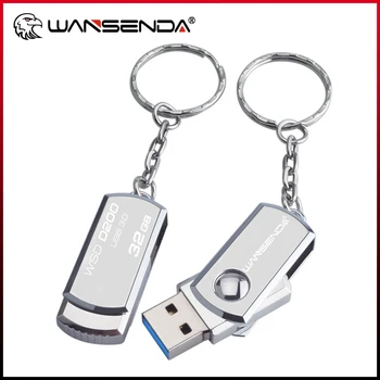Нержавеющая Сталь USB 3,0 USB Флэш-накопитель 256 ГБ 128 ГБ Вращающийся Флеш-накопитель 16 ГБ 32 ГБ 64 ГБ Флешка USB Memory Stick с Брелоком